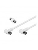 VIDEOS.CAVO 9/24W ANTENNA MA/FE 2mt BIAN spine M/F a 90 gradi, con adattatore, Bianco - 9/24W