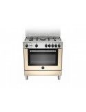 Bertazzoni La Germania AMN855GCRV Cucina Gas 5 Fornelli con Forno Crema, Acciaio inossidabile