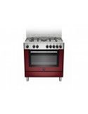 Bertazzoni La Germania AMN855EVIV Cucina Gas 5 Fornelli con Forno Elettrico Bordeaux, Acciaio inossidabile