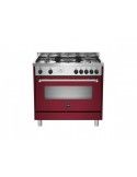 Bertazzoni La Germania AMN965EVIT Cucina Gas 5 Fornelli con Forno Elettrico da 90 cm Bordeaux, Acciaio inossidabile