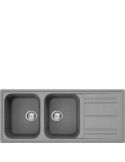 Smeg LZ116CT Lavello 116X50 cm 2 Vasche Rettangolare con Gocciolatoio Grigio