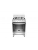 Bertazzoni La Germania FTR664EXV Cucina Gas 4 Fornelli con Forno Elettrico da 60 cm Nero, Acciaio inossidabile