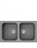 Smeg LZ862CT Lavello 86X50 cm 2 Vasche Rettangolare Grigio