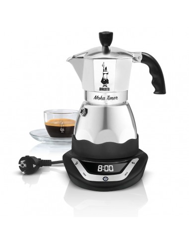 Bialetti MOKA ELETTRICA TIMER 3 TZ Boccale per moca elettrico Caffè  macinato 3 tazze Nero, Argento