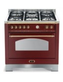 Lofra RRG96MFT/CI Cucina Gas 5 Fornelli con Forno Elettrico da 90 cm Bordeaux, Acciaio inossidabile