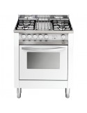Lofra MB75GV Cucina Gas 4 Fornelli con Forno da 70 cm Acciaio inossidabile, Bianco