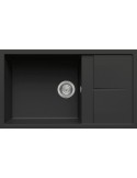 ELLECI Unico 410 LGU41040 Lavello 86X50 cm 1 Vasca Rettangolare con Gocciolatoio Granitek Nero