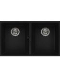 ELLECI QUADRA 350 LGQ35040 Lavello 79X50 cm 2 Vasche Rettangolare Granitek Nero