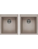 ELLECI QUADRA 200 LGQ20043 Lavello 41X50 cm 2 Vasche Rettangolare Granitek Grigio talpa