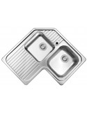 ELLECI Sky Corner LIKCORSACDX Lavello 83X83 cm 2 Vasche con Gocciolatoio Acciaio inossidabile Grigio