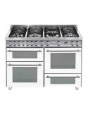 Lofra PBP126SMFET+MFT/2AEO Cucina a Gas 7 Fornelli con forno Elettrico da 120 cm Perlato, Acciaio inossidabile, Bianco