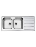 Smeg LPR116 Lavello 116 X 50 cm 2 -Vasche Rettangolare con Gocciolatoio Reversibile Acciaio inox