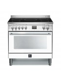 Lofra PBPG96WMFT/5I Cucina Piano cottura a induzione 5 Fornelli con Forno Elettrico da 90 cm Stainless steel, Bianco