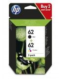 Hp 62 Cartuccia Nero, Ciano, Magenta, Giallo Originale 165 pagine - N9J71AE