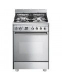 Smeg GP61X9 Cucina Gas 4 Fornelli con forno elettrico da 60 cm Specchio, Acciaio inox