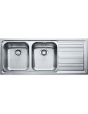 Franke LLX621DX- Lavello 50x116 cm 2 ciotole Rettangolarecon gocciolatoio Acciaio inox Acciaio inox