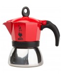 Bialetti MOKAIND2R Caffettiera New Moka Induction 2 tazze Rosso, Argento