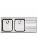 Franke 1010358154 Lavello 116X 50 cm 2 ciotole Rettangolare con GocciolatoioAcciaio inox Acciaio inox