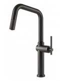 Gessi HABITO 60652.707 Rubinetto monocomando girevole con doccetta estraibile mono getto  Black Metal Brushed PVD
