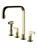 Gessi INCISO 58703.710 Rubinetto quattro fori girevole con doccetta mono getto  Brass PVD