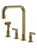 Gessi INCISO 58703.726 Rubinetto quattro fori girevole con doccetta mono getto  Warm Bronze Brushed PVD