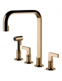 Gessi INCISO 58703.735 Rubinetto quattro fori girevole con doccetta mono getto  Warm Bronze PVD