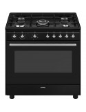 Smeg CX91GMBL Cucina Gas 5 Fornelli con forno Elettrico da 90 cm Nero