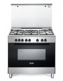 Delonghi FMX96SG Cucina Gas 5 Fornelli con forno Elettrico da 90 cm Nero, Acciaio inox