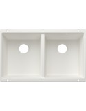 Blanco SUBLINE 350/350-U Bianco + Set Dark Steel Lavello 2 ciotole Quadrato Silgranit Bianco