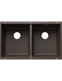 Blanco SUBLINE 350/350-U Caff + Set Platinum Lavello 2 ciotole Quadrato Silgranit Marrone