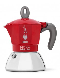 Bialetti MOKAIND2R Caffettiera New Moka Induction 2 tazze Rosso, Argento