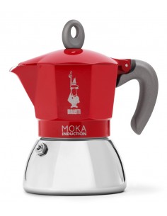 Bialetti MOKAIND4R Caffettiera New Moka Induction 4 tazze Alluminio, Nero, Rosso