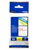 Brother Nastro Etichette TZe252 24mm white/red - TZE252