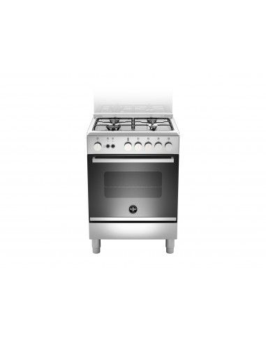 La Germania FTR664GXV Cucina Gas 4 Fornelli con Forno da 60 cm Nero, Acciaio inossidabile