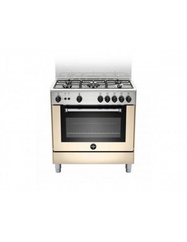 Bertazzoni La Germania AMN855GCRV Cucina Gas 5 Fornelli con Forno Crema, Acciaio inossidabile