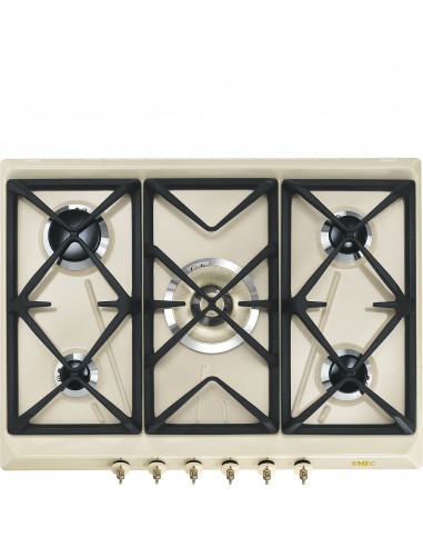 Smeg SRV876POGH Piano Cottura Gas 5 Fornelli 69 cm Crema