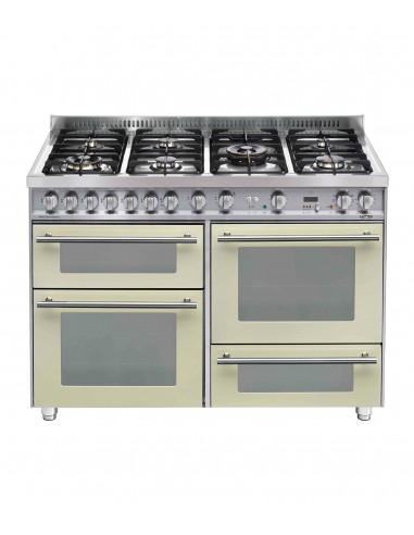 Lofra PBI126SMFET+MFT/2AEO Cucina Gas 7 Fornelli con Forno Elettrico da 120 cm Avorio, Acciaio inossidabile