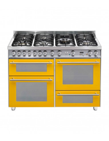 Lofra PG126SMFET+MFT/2AEO Cucina Gas 7 Fornelli con Forno Elettrico da 120 cm Acciaio inossidabile, Giallo