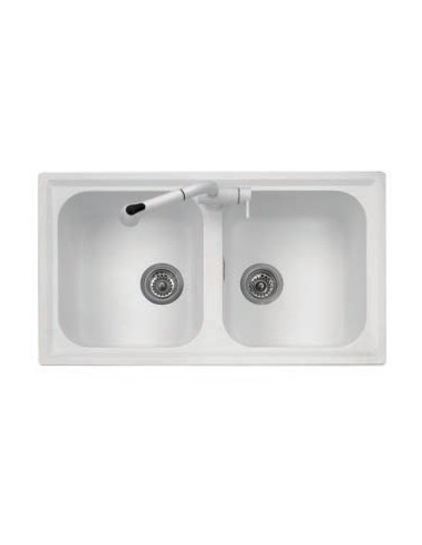 Plados Telma PL0862UQ01 Lavello 86 X 50 cm 2 vasche Bianco
