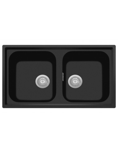 Plados Telma PL0862UG70 Lavello 86 X 50 cm 2 vasche Microultragranit Nero