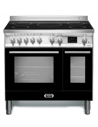 Lofra PNMD96MFTE/5I Cucina Piano cottura a induzione 5 Fornelli con 2 Forni Elettrici da 90 cm Nero, Stainless steel