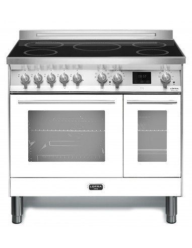 Lofra PBPD96MFTE/5I Cucina Piano cottura a induzione 5 Fornelli con 2 Forni Elettrici da 90 cm Stainless steel, Bianco