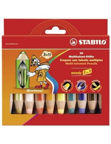 Matite colorate Stabilo Woody 3 in 1 con punta larga e temperino