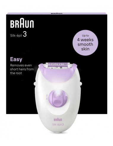 Braun SE3-000 SILK-EPIL Epilatore AC 20 pinzette 2 velocità Viola, Bianco