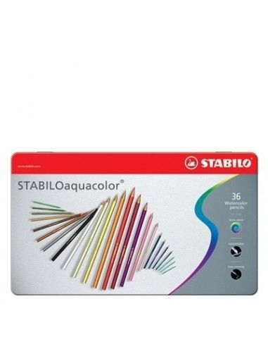 Matite colorate Stabilo Aquacolor - Confezione in metallo da 36 pezzi