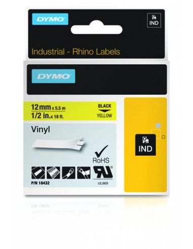 Dymo Nastro DA 12MMX5.5M VINILE NE/GI - 18432