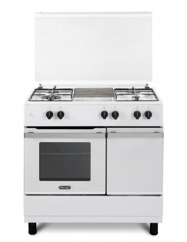 De'Longhi DL964GWB Cucina a Gas 90 cm 4 Fuochi Forno a Gas 80 L Classe A+ (86,9x90x60 cm) colore Bianco