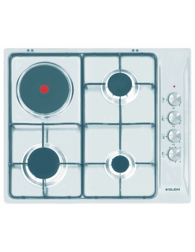 Glem Gas GTL647IX Piano cottura Combi Acciaio inox 3 Fornelli 50 cm