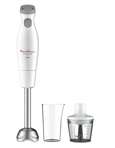 immagine di Moulinex DD452110 Easychef Frullatore ad Immersione 2 in 1 450W 2 Velocita' Turbo Bicchiere 0.8L Tritatutto 0.5L colore Bianco