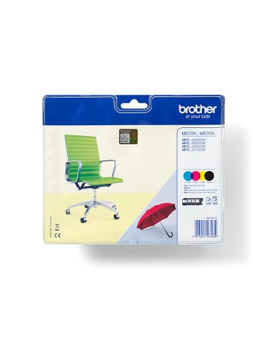 Brother lc-229xlvalbp cartuccia nero+giallo+ciano+magenta per mfc j5620dw-j5625dw-j5720dw 2.400 pag tot